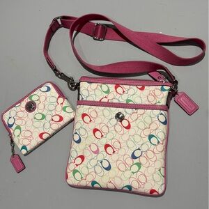 Coach purse set with wallet rainbow vintage y2k